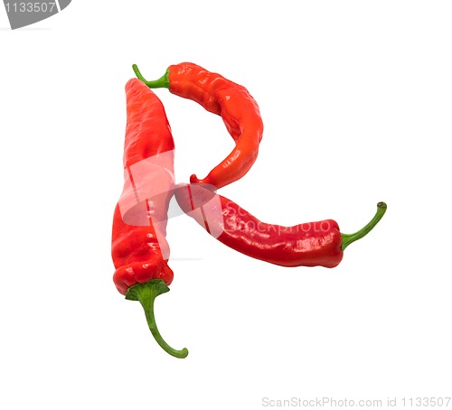 Image of Letter R composed of chili peppers