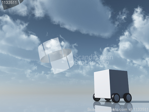 Image of white box on wheels