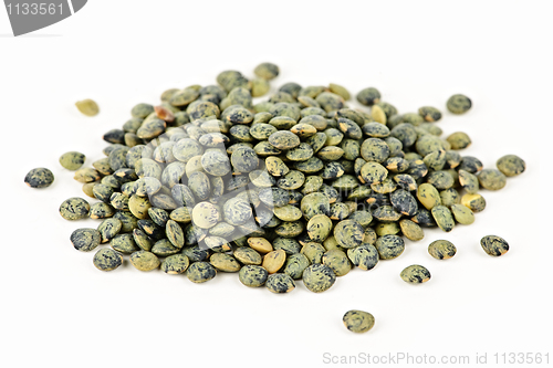 Image of Pile of uncooked French lentils
