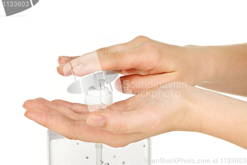 Image of Hands with sanitizer gel