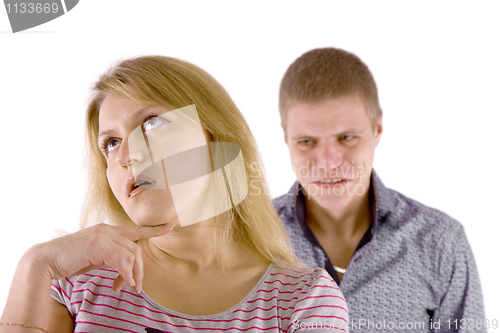 Image of Family quarrel. white background