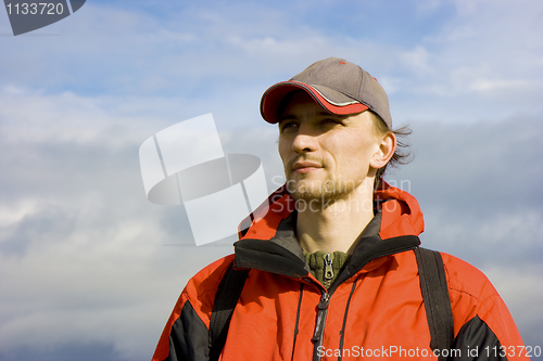 Image of man in the sport of autumn clothes