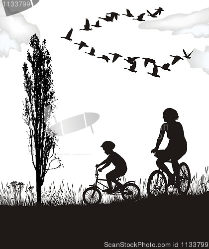 Image of Son and mother on bikes
