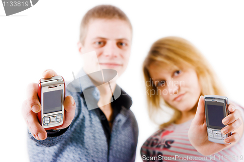 Image of young people with mobile phones