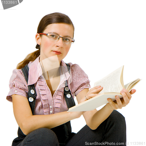 Image of girl in glasses with a book