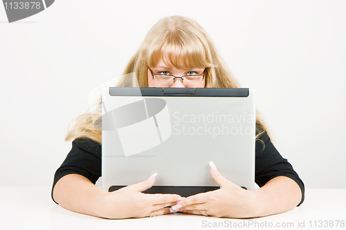 Image of blonde with a laptop
