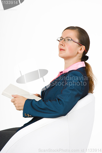 Image of Slim girl with a book