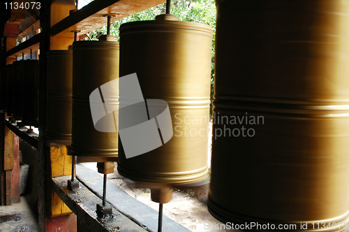 Image of Prayer wheels in Tibet