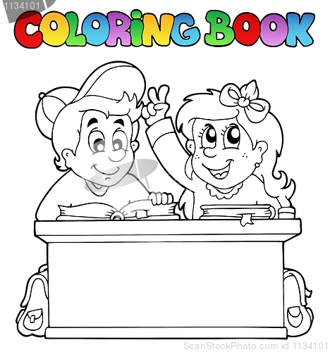 Image of Coloring book with two pupils