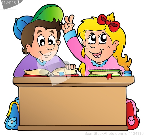 Image of Two children at school desk