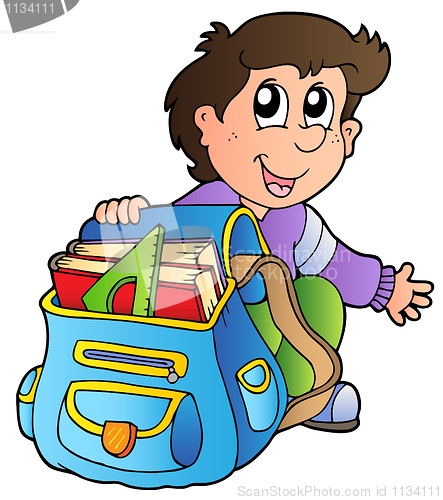Image of Cartoon boy with school bag