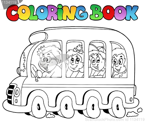 Image of Coloring book with school bus