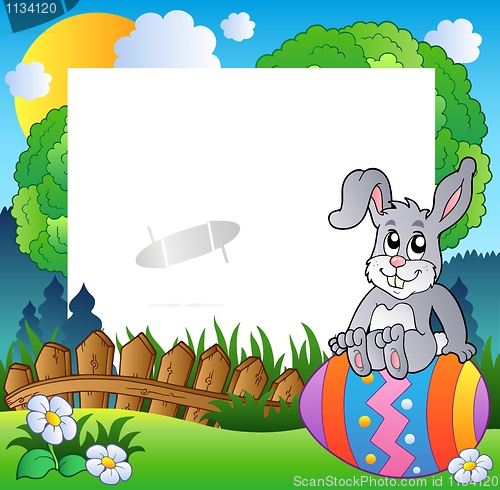 Image of Easter frame with bunny on egg