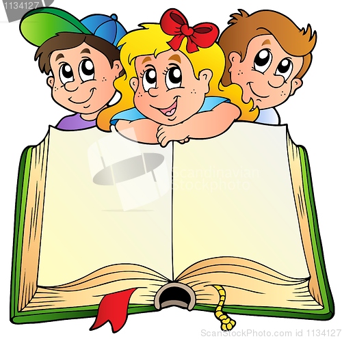 Image of Three children with opened book