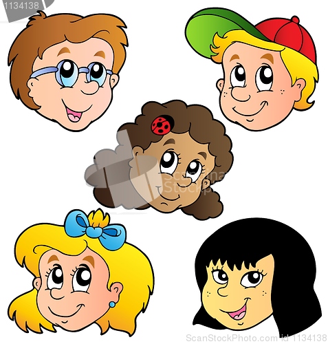 Image of Various children faces collection