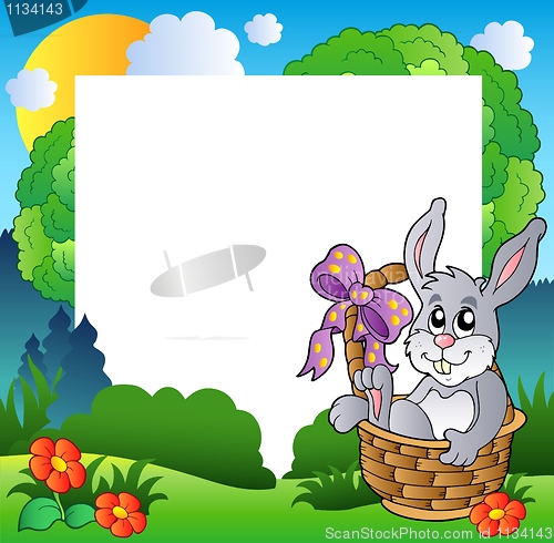 Image of Easter frame with bunny in basket