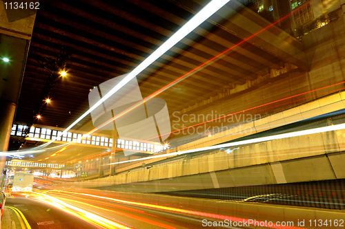Image of traffic in city at night
