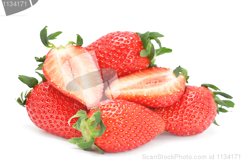 Image of Strawberries isolated over white background