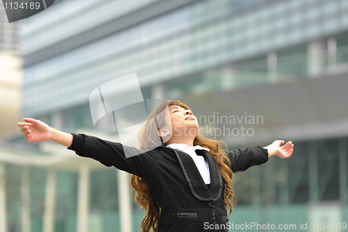 Image of business woman stretch oneself