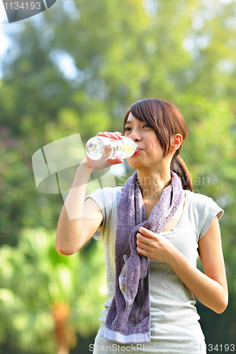 Image of woman drink water after sport