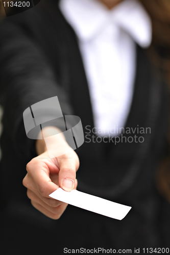 Image of business woman give card