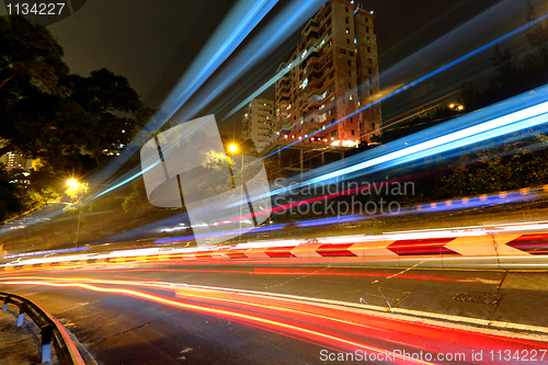 Image of traffic in city at night