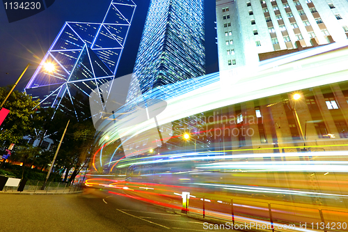 Image of traffic in city at night