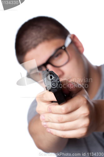 Image of Teenage Guy Pointing a Gun