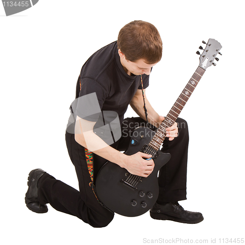 Image of rock singer with electric guitar