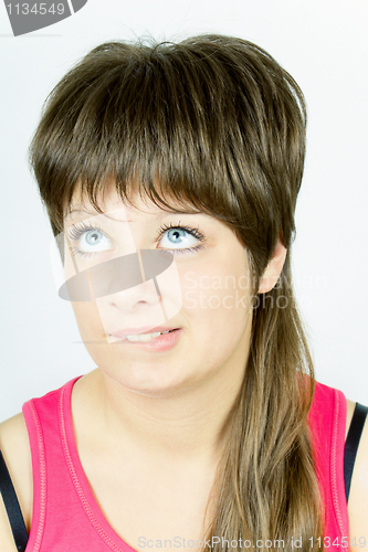 Image of portrait of a beautiful blue-eyed girl