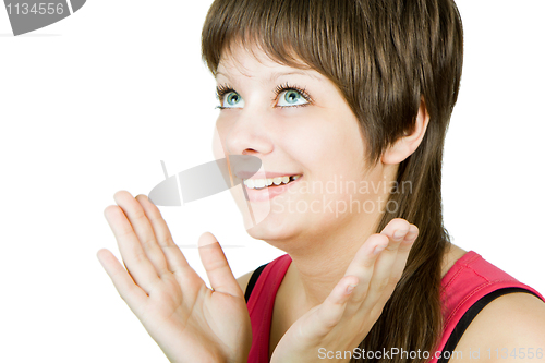 Image of  happy girl with blue eyes