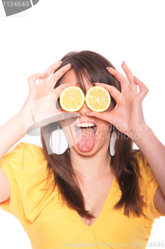 Image of A pretty young woman with lemon