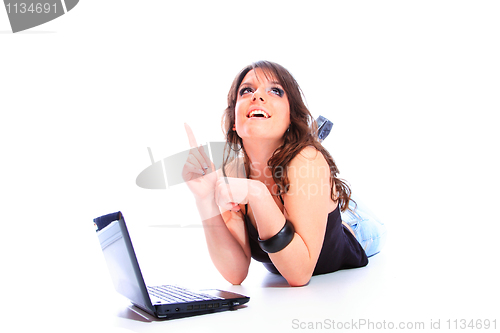 Image of happy girl with a laptop
