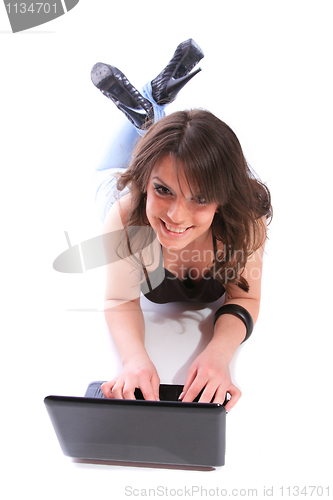 Image of happy girl with a laptop