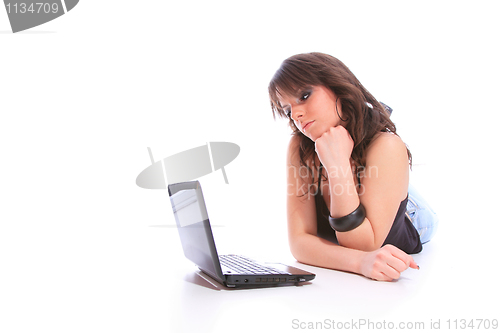 Image of happy girl with a laptop