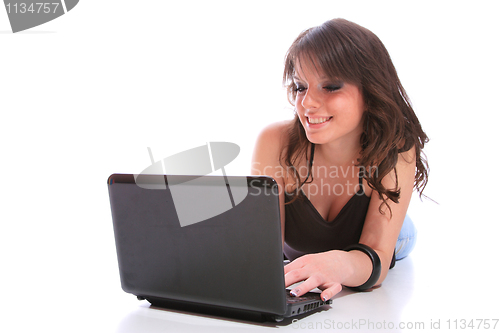 Image of happy girl with a laptop