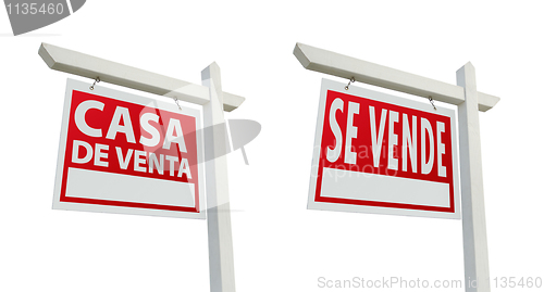 Image of Two Spanish Real Estate Signs with Clipping Paths on White