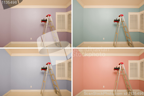 Image of Set of Empty Rooms Painted in Variety of Colors