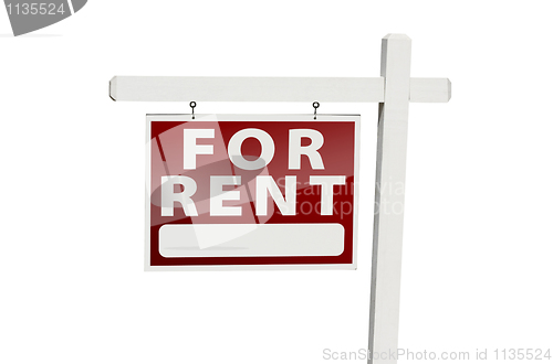 Image of For Rent Real Estate Sign on White