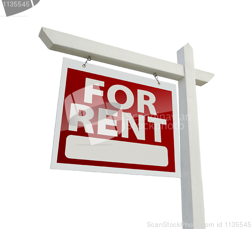 Image of Left Facing For Rent Real Estate Sign on White