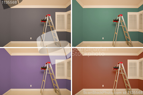 Image of Set of Empty Rooms Painted in Variety of Colors