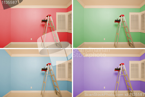 Image of Set of Empty Rooms Painted in Variety of Colors