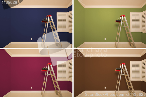 Image of Set of Empty Rooms Painted in Variety of Colors