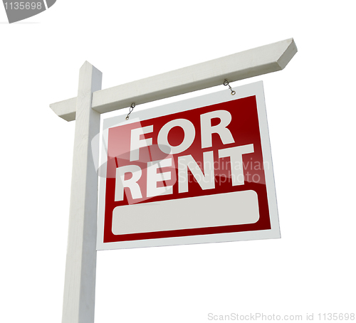 Image of Right Facing For Rent Real Estate Sign on White