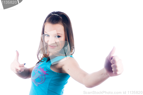 Image of Girl showing thumb up gesture