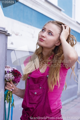 Image of Girl with bouquet