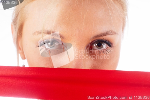 Image of Woman with red tape