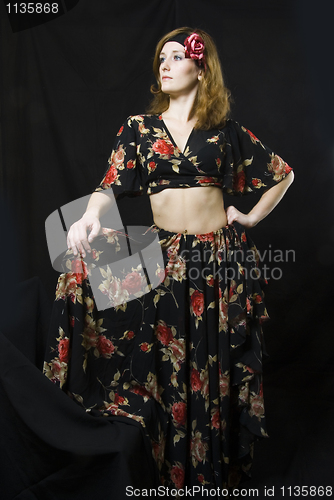 Image of Portrait of girl at black