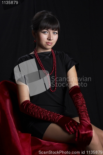 Image of Girl at black background