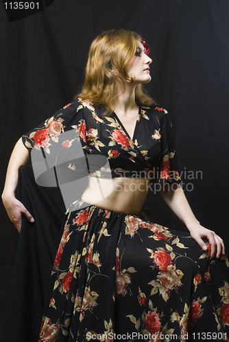 Image of Portrait of girl at black